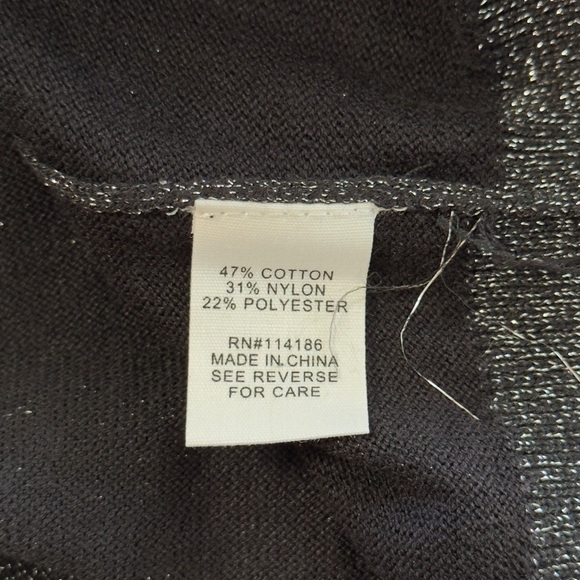 NEW Adyson Parker Metallic Black Combo‎ Silver Crewneck Sweater Knit Top - Picture 8 of 9